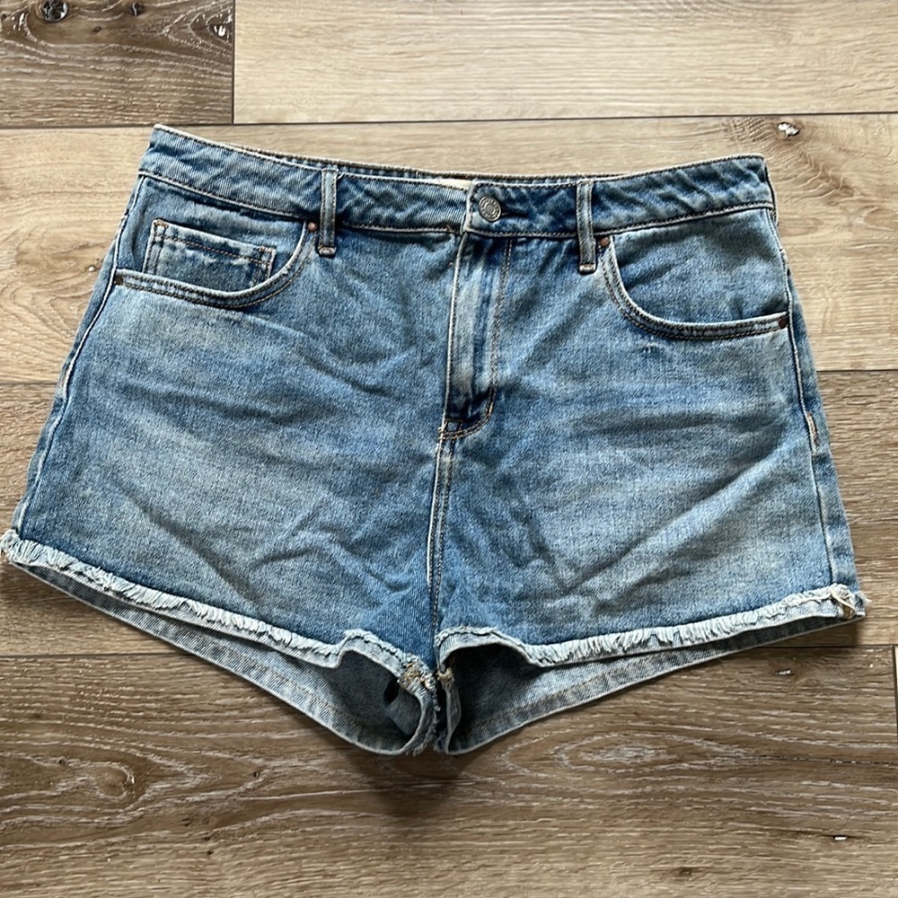 PacSun High Rise Distressed Blue Denim Jean Shorts